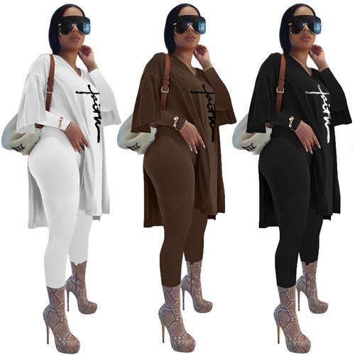 Women's Two Piece Casual Sets Faith Printed Long T Shirt Pants Two Piece Sets