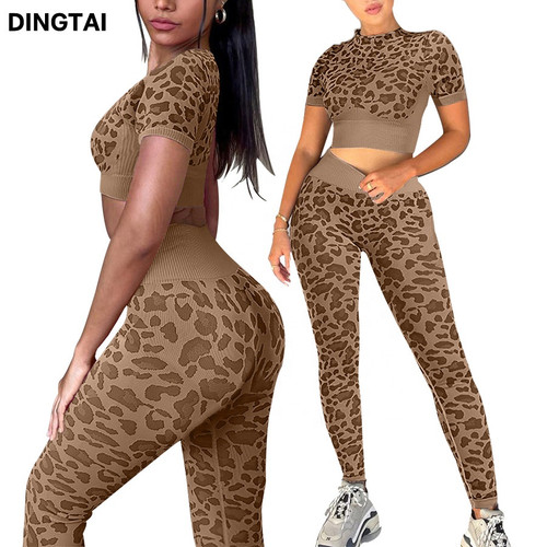 Fitness Clothing Luxury Women Leopard Activia Workout Leggings Leopard Sets