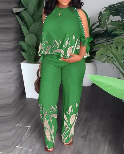 Women's Set Fashion Shirt Pants Tank Top Indian African Suit Women Two Piece Set