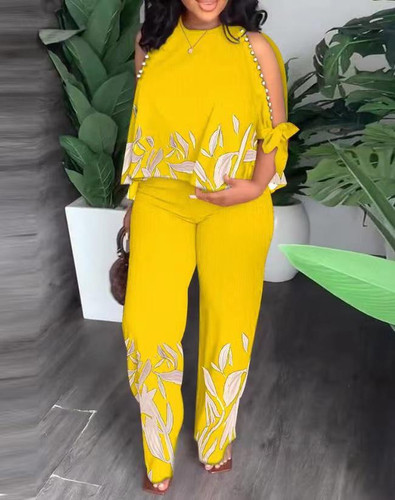 Women's Set Fashion Shirt Pants Tank Top Indian African Suit Women Two Piece Set