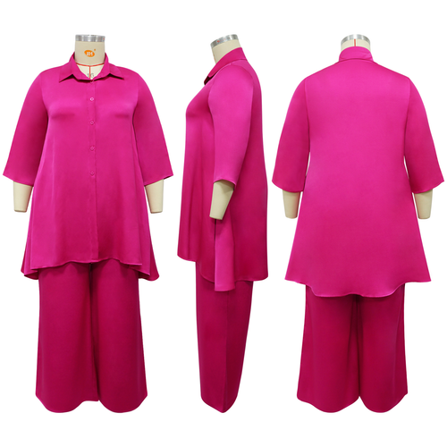 New Women Plus Size Clothing Fashionable Short-sleeved Leg Pants 2 Piece Set