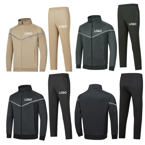 Jogging Running Casual Sport Black Set for Mens Two Piece Logo Custom Tracksuit