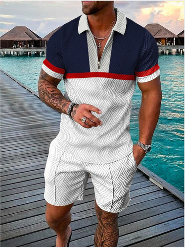 Casual Men's Clothing Two Piece Set Shorts Summer T Shirt and Short Set Men
