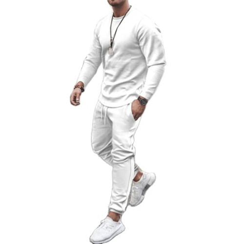 Men's Tracksuit 2 Pieces Set Long Sleeve Tops and Trousers Casual Sweater Suits