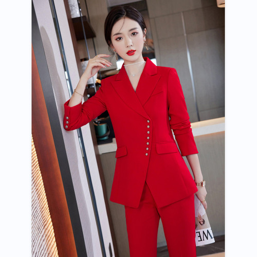 Ladies Spring Autumn Women Office Button Elegant Business Women Suits