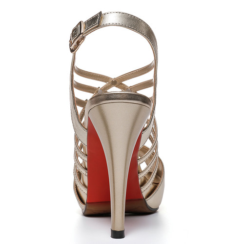 Peep Toe Platform Genuine Leather High Heeled Pumps Shoes Women's Sandals