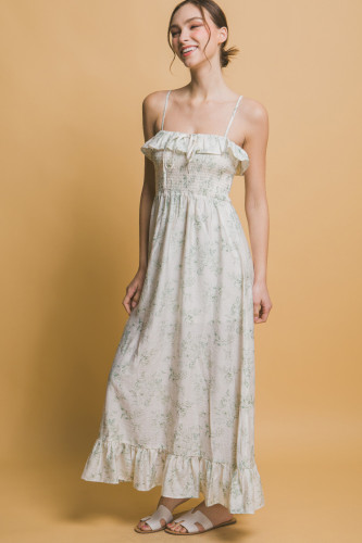 Smocked Floral Maxi Dress-48407