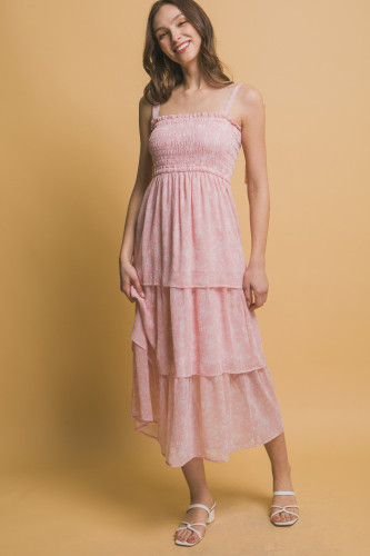 Tiered Midi Floral Dress-48414