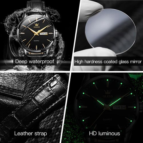 Fashion Sports Minimalist Leather Quality Business With Quartz Men's Wristwatch