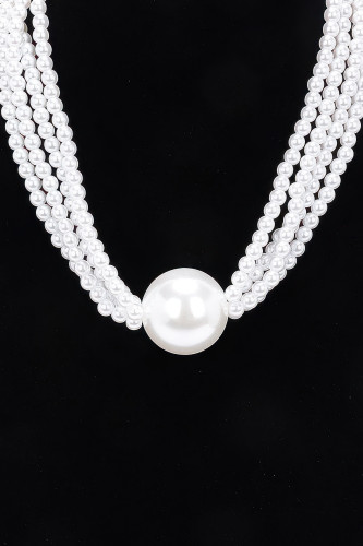 Multi Faux Pearl Chain Necklace-47912 Multi Faux Pearl Chain Necklace-47912