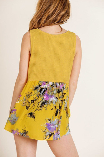 Sleeveless Waffle Knit Round Neck Tank Top-27928