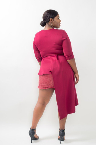 Plus Size Asymmetrical Plume Blouse-27978