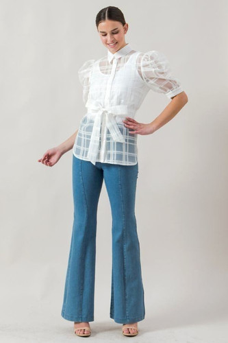 A See-thru Mini Length Organza Top-28302