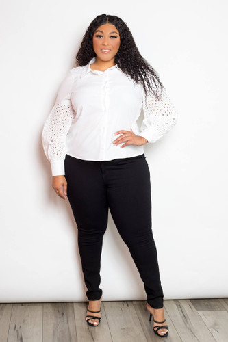 Blouse With Punched Sleeves-28674