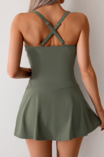 One Piece Ruched Crossover Sleeveless Swimsuit-49377