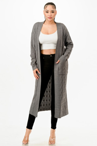 Cable Sweater Long Cardigan  -51817