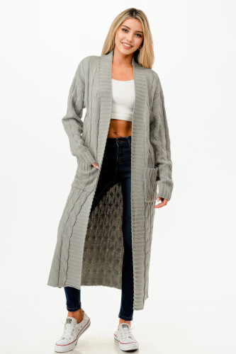 Cable Sweater Long Cardigan  -51820