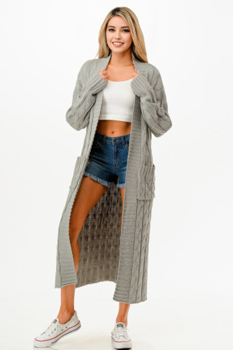 Cable Sweater Long Cardigan  -51820