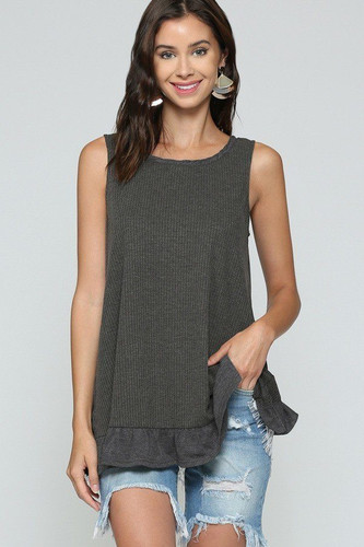 Sleeveless Back Lace Ruffle Detail Tank Top-29679
