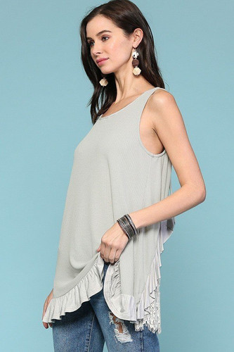 Sleeveless Back Lace Ruffle Detail Tank Top-29681
