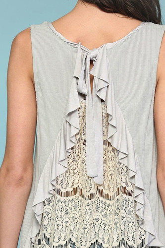 Sleeveless Back Lace Ruffle Detail Tank Top-29681