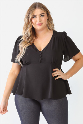 Plus Tie Detail Flare Top-41678