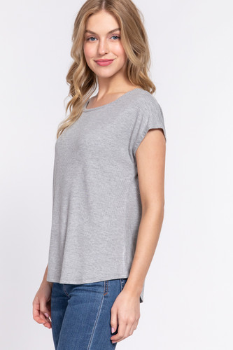 Short Dolman Slv Rib Knit Top        -42011