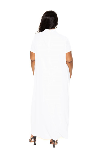 Mock neck back cape dress-42107