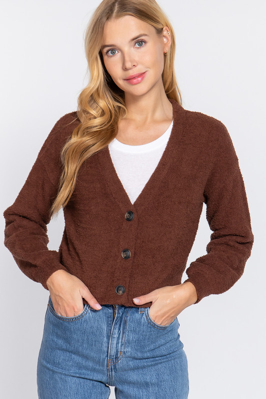 Long Slv V-neck Sweater Cardigan  -41141