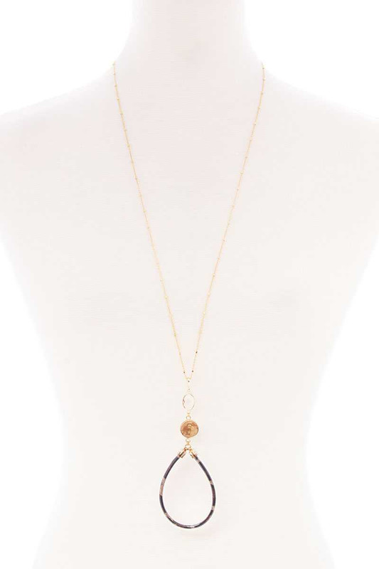 Teardrop Pendant Long Necklace-32183