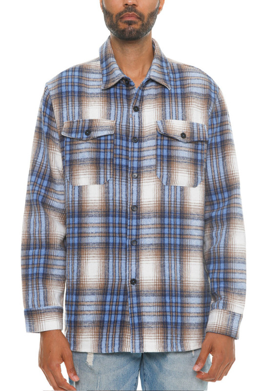 Men's Checkered Soft Flannel Shacket-42777