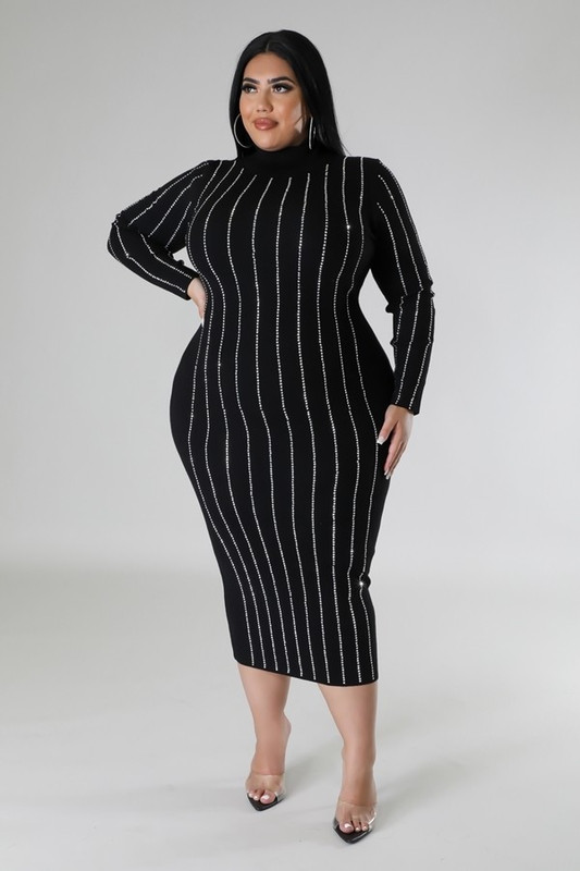 Turtle Neck Stretch Dress-42791