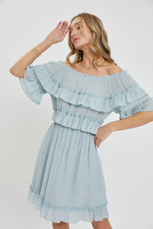 Off Shoulder Ruffle Dress-43067