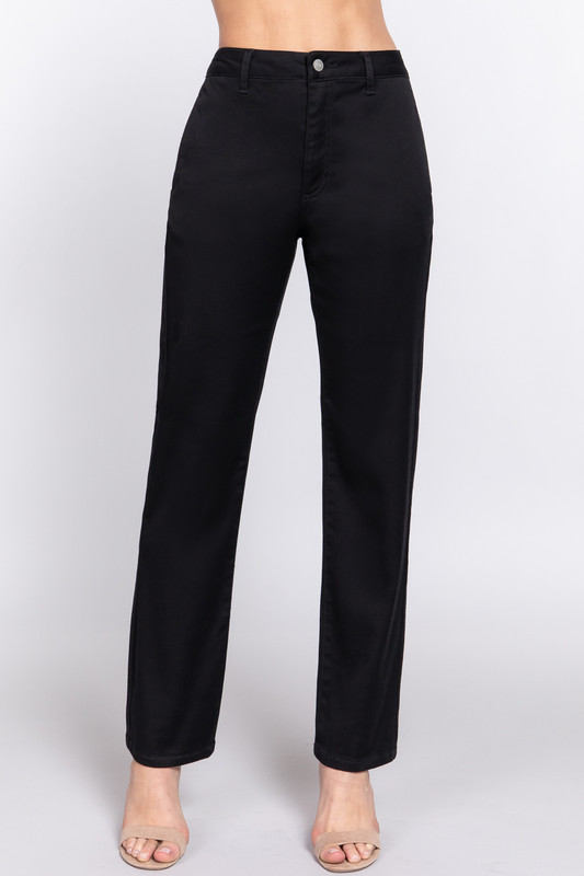 Straight Fit Twill Long Pants    -43010