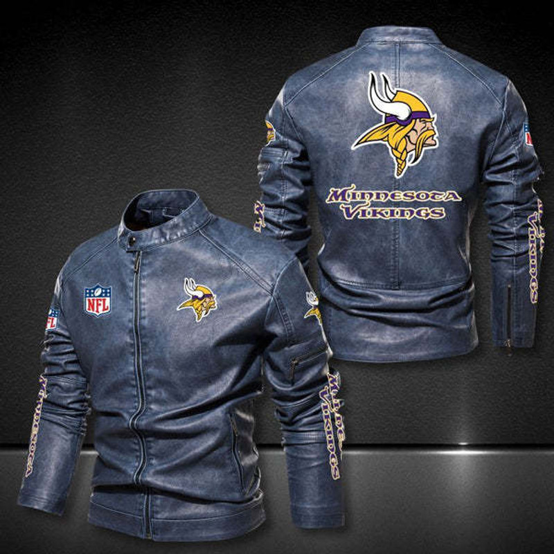 Football Team Motorcycle Men's Long Leather Jacket Baseball Zip Leather