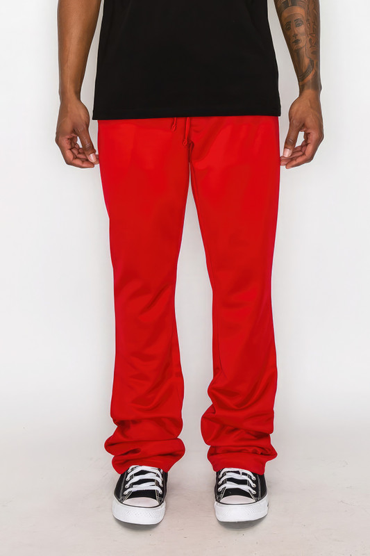 Solid Flare Stacked Track Pants-43166