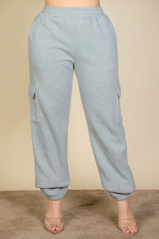 Plus Size Side Pocket Drawstring Waist Sweatpants-43296