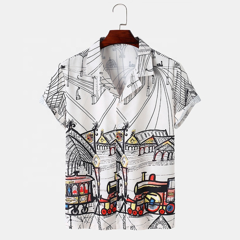 Men's Hawaiian Clothing Fast Dry Shirts Hand Painted Tuxedo Cars Printed Shirts