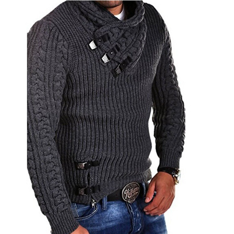 Long Sleeve Jacquard Knitwear Crew Neck Pullover Men's Fashion Knitted Sweater