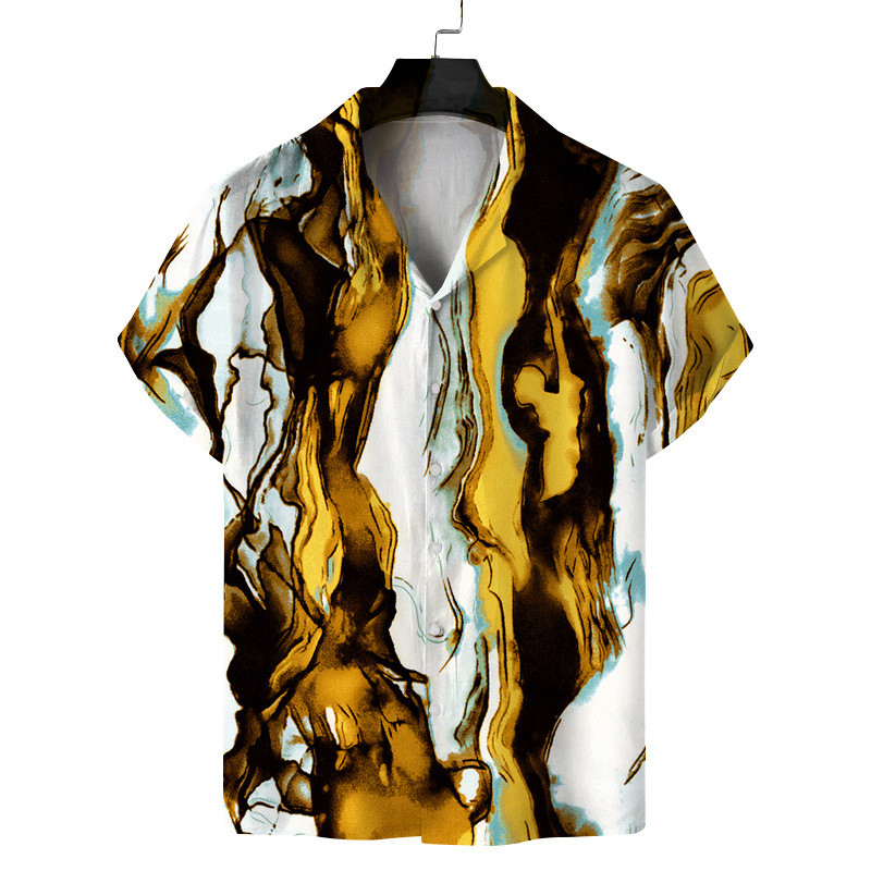 Leopard Print Short Sleeve Shirt for Men's Casual Button Cuban Collar Beach