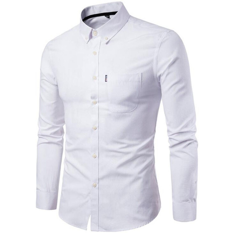 Fashion Men's Solid Color Shirts Casual Turn Down Collar Long Sleeve Shirt