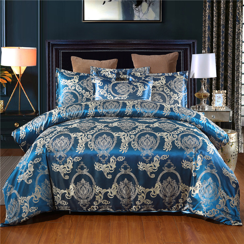 Three-Piece Polyester Comforter Duvet Cover Jacquard Wedding Luxury Bedding Sets