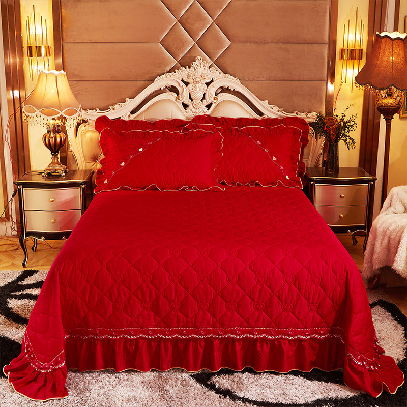 Wedding Red Luxury Organic Cotton Nature Embroid Bamboo Quilt Cover Bed Set