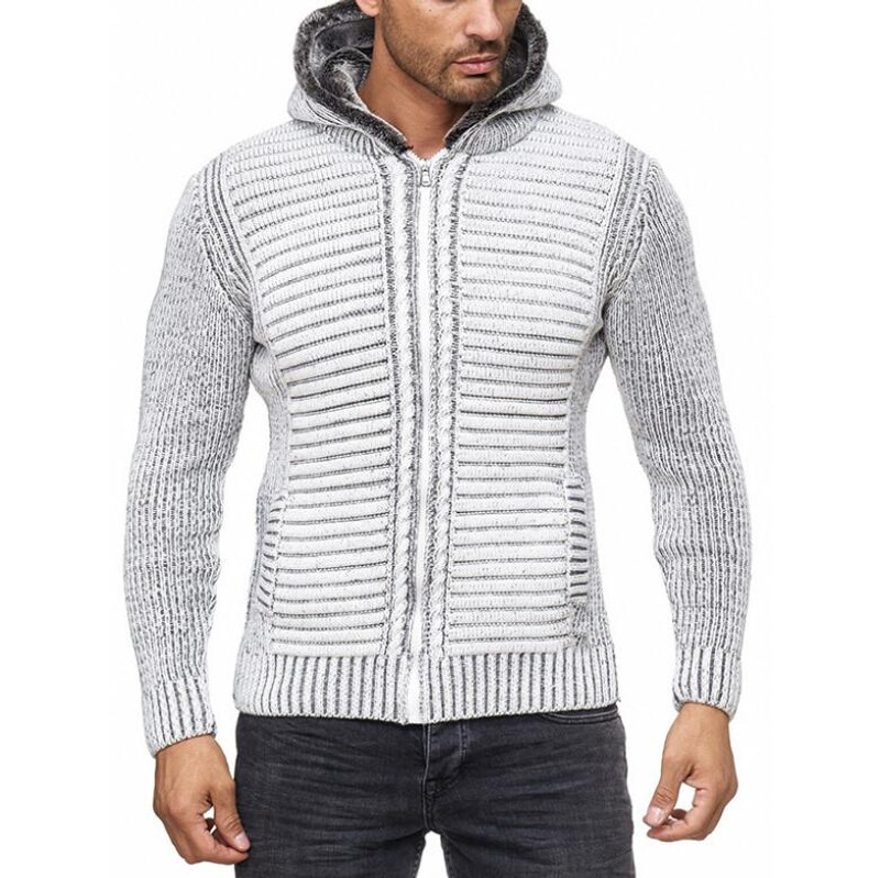 Men's Knitted Sweater Fashion Slim Fit Cardigan Causal Sweaters Solid Zipper