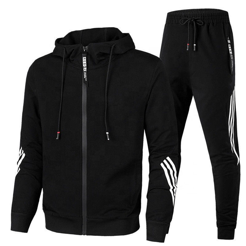 Custom Cotton Set Zipper Jacket Gym Pant Sweatsuit Sportswear Men's Tracksuits