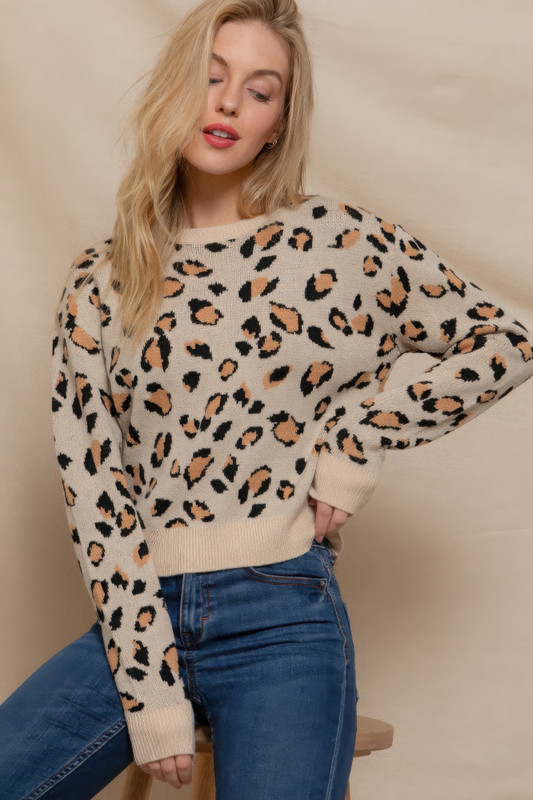 Long Slv Animal Jacquard Sweater       -44734 Long Slv Animal Jacquard Sweater       -44734
