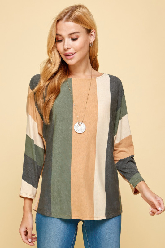 Striped Dolman Sleeves Top       -44986