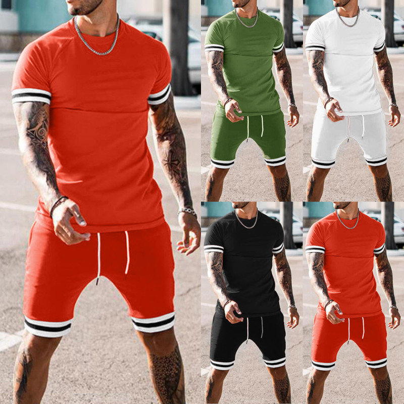 Custom Logo Men's Summer Short Sportswear Suit Knitted High Quality Short Suit