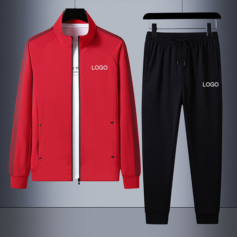 New Full Zipper Men's Two-piece Set Tracksuit Custom Logo Unisex Jogging Suit