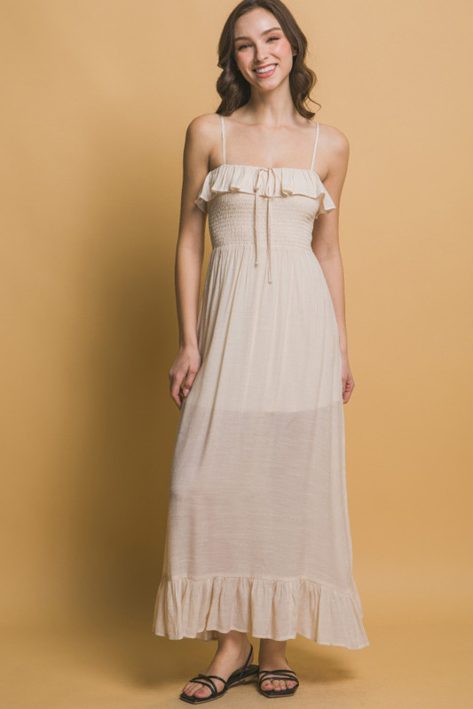 Smocked Ruffle Maxi Dress-48409